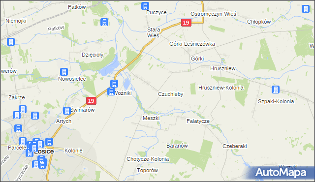 mapa Czuchleby, Czuchleby na mapie Targeo