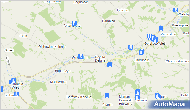 mapa Czysta Dębina, Czysta Dębina na mapie Targeo