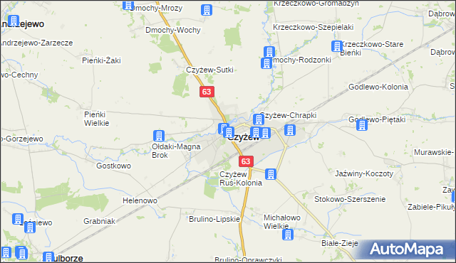 mapa Czyżew powiat wysokomazowiecki, Czyżew powiat wysokomazowiecki na mapie Targeo