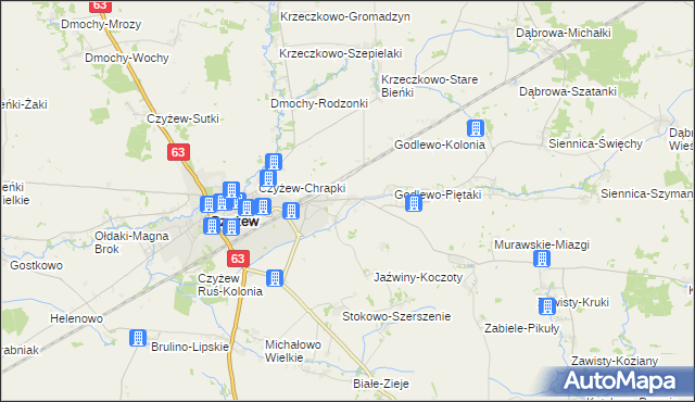 mapa Czyżew-Siedliska, Czyżew-Siedliska na mapie Targeo