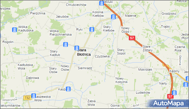 mapa Czyżówka gmina Stara Błotnica, Czyżówka gmina Stara Błotnica na mapie Targeo