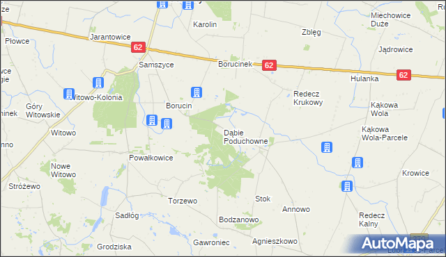mapa Dąbie Poduchowne, Dąbie Poduchowne na mapie Targeo
