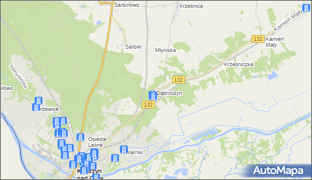 mapa Dąbroszyn gmina Witnica, Dąbroszyn gmina Witnica na mapie Targeo