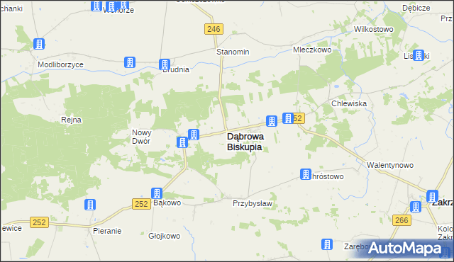 mapa Dąbrowa Biskupia, Dąbrowa Biskupia na mapie Targeo