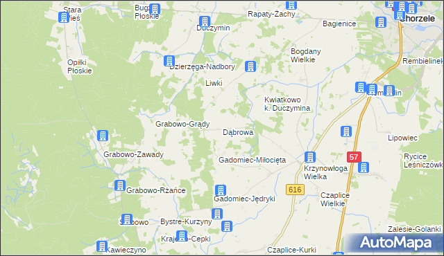 mapa Dąbrowa gmina Chorzele, Dąbrowa gmina Chorzele na mapie Targeo