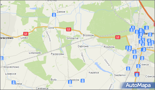 mapa Dąbrowa gmina Jarocin, Dąbrowa gmina Jarocin na mapie Targeo