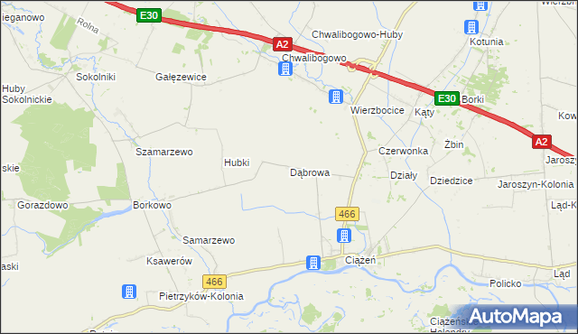 mapa Dąbrowa gmina Lądek, Dąbrowa gmina Lądek na mapie Targeo