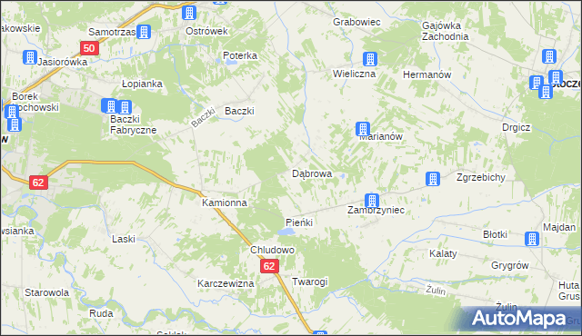 mapa Dąbrowa gmina Łochów, Dąbrowa gmina Łochów na mapie Targeo