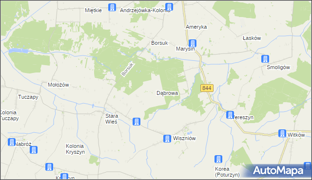 mapa Dąbrowa gmina Mircze, Dąbrowa gmina Mircze na mapie Targeo