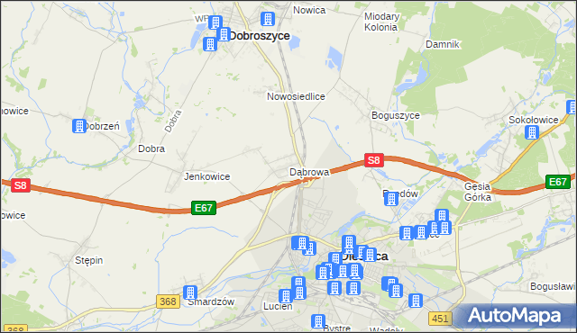 mapa Dąbrowa gmina Oleśnica, Dąbrowa gmina Oleśnica na mapie Targeo