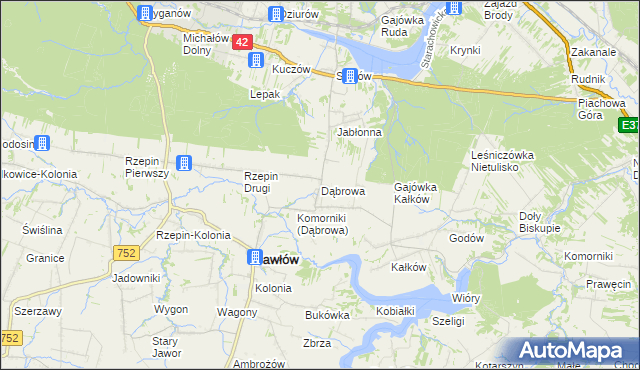 mapa Dąbrowa gmina Pawłów, Dąbrowa gmina Pawłów na mapie Targeo