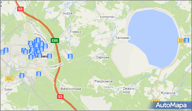 mapa Dąbrowa gmina Polkowice, Dąbrowa gmina Polkowice na mapie Targeo