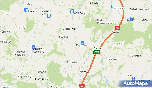 mapa Dąbrowa gmina Strzegowo, Dąbrowa gmina Strzegowo na mapie Targeo