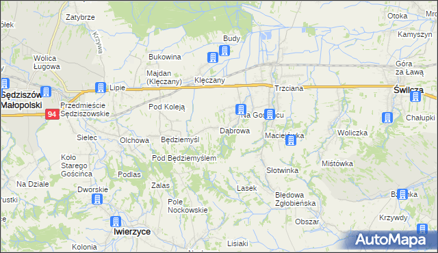 mapa Dąbrowa gmina Świlcza, Dąbrowa gmina Świlcza na mapie Targeo