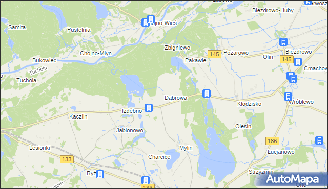 mapa Dąbrowa gmina Wronki, Dąbrowa gmina Wronki na mapie Targeo