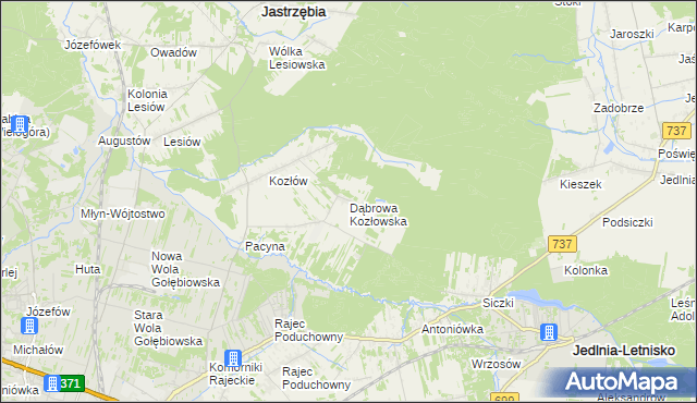 mapa Dąbrowa Kozłowska, Dąbrowa Kozłowska na mapie Targeo