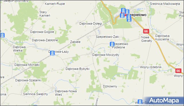 mapa Dąbrowa-Moczydły, Dąbrowa-Moczydły na mapie Targeo