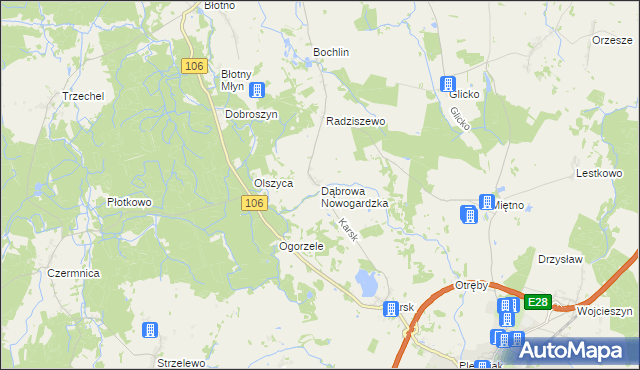 mapa Dąbrowa Nowogardzka, Dąbrowa Nowogardzka na mapie Targeo