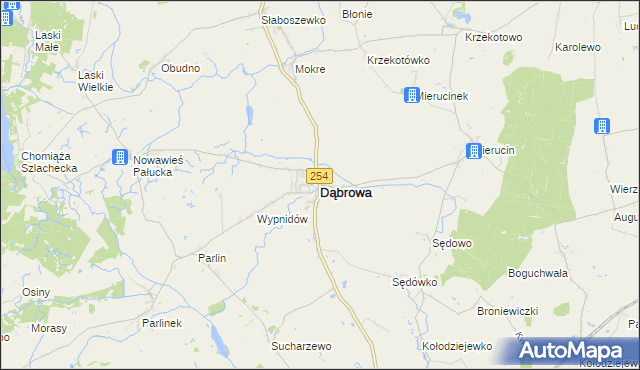 mapa Dąbrowa powiat mogileński, Dąbrowa powiat mogileński na mapie Targeo
