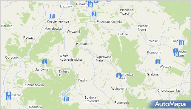 mapa Dąbrowica Mała, Dąbrowica Mała na mapie Targeo
