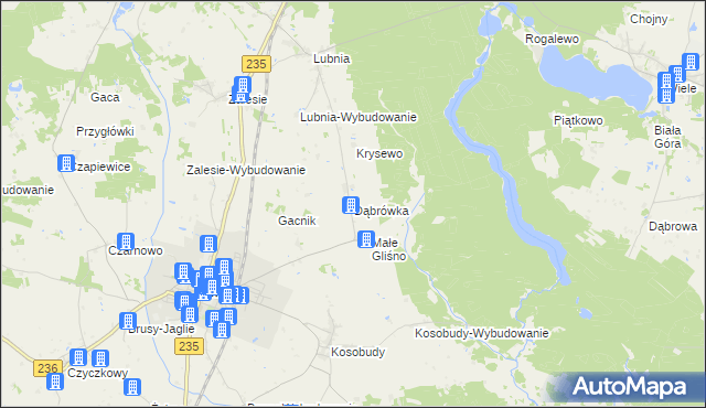 mapa Dąbrówka gmina Brusy, Dąbrówka gmina Brusy na mapie Targeo