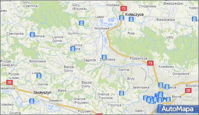 mapa Dąbrówka gmina Brzyska, Dąbrówka gmina Brzyska na mapie Targeo