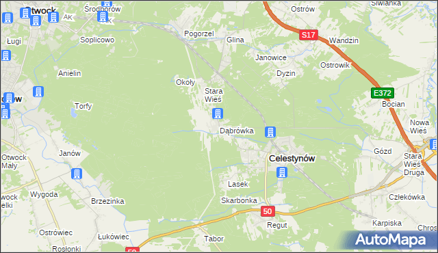 mapa Dąbrówka gmina Celestynów, Dąbrówka gmina Celestynów na mapie Targeo