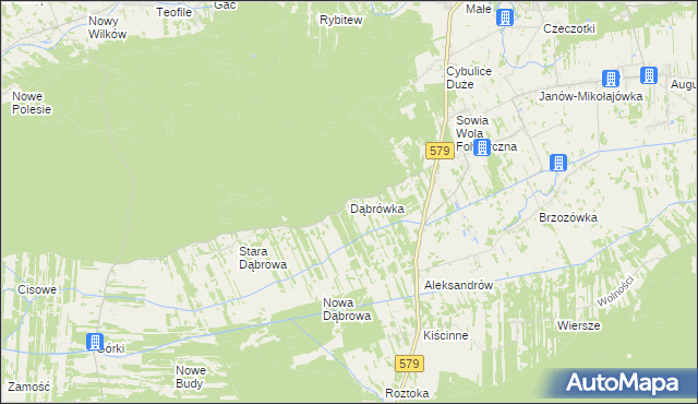 mapa Dąbrówka gmina Czosnów, Dąbrówka gmina Czosnów na mapie Targeo