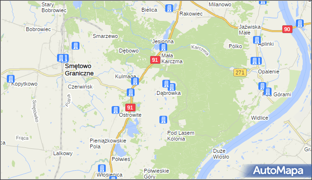 mapa Dąbrówka gmina Gniew, Dąbrówka gmina Gniew na mapie Targeo