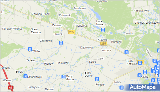 mapa Dąbrówka gmina Gostynin, Dąbrówka gmina Gostynin na mapie Targeo