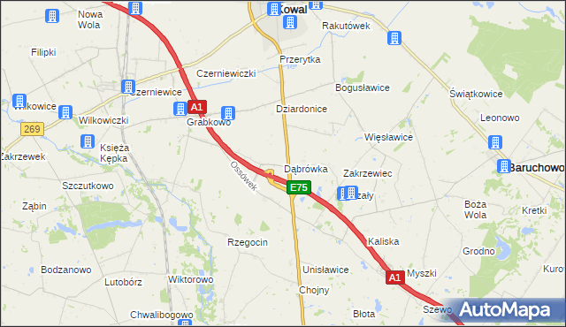 mapa Dąbrówka gmina Kowal, Dąbrówka gmina Kowal na mapie Targeo
