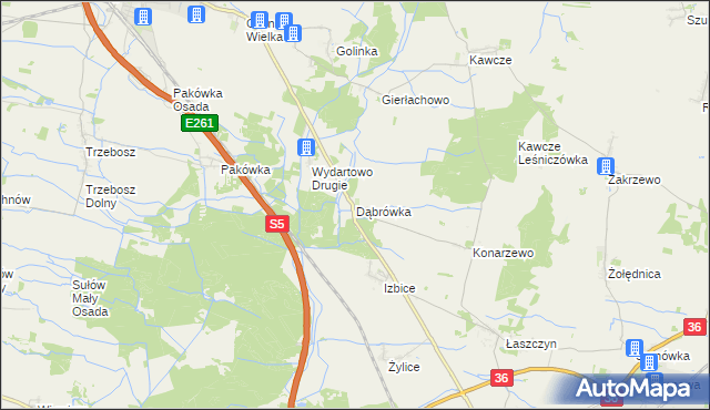 mapa Dąbrówka gmina Rawicz, Dąbrówka gmina Rawicz na mapie Targeo