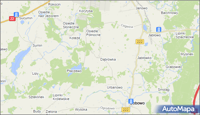 mapa Dąbrówka gmina Starogard Gdański, Dąbrówka gmina Starogard Gdański na mapie Targeo