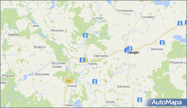 mapa Dąbrówka gmina Świątki, Dąbrówka gmina Świątki na mapie Targeo