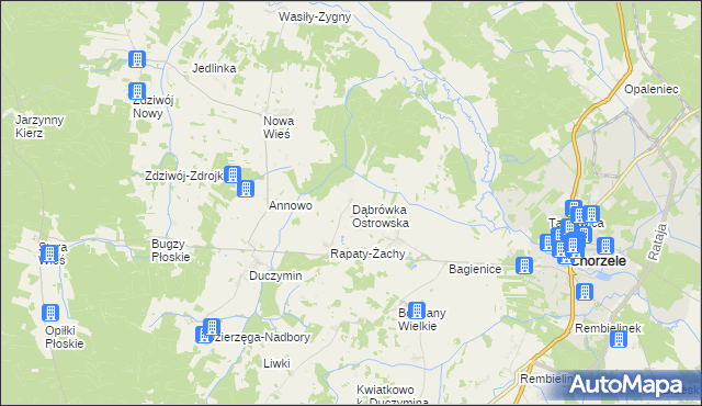 mapa Dąbrówka Ostrowska, Dąbrówka Ostrowska na mapie Targeo