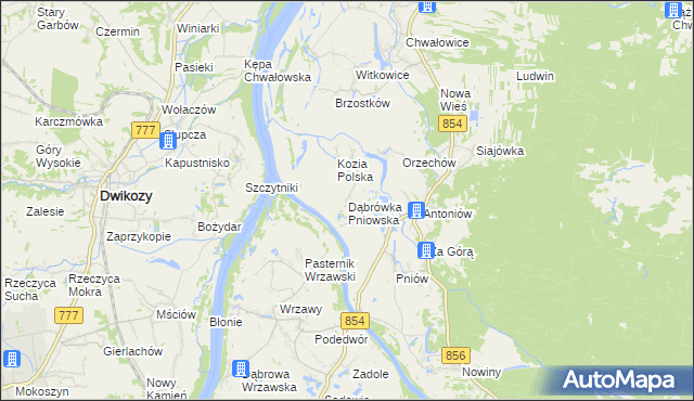 mapa Dąbrówka Pniowska, Dąbrówka Pniowska na mapie Targeo