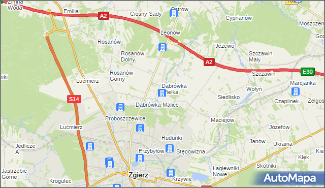 mapa Dąbrówka-Sowice, Dąbrówka-Sowice na mapie Targeo
