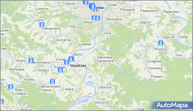 mapa Dąbrówka Starzeńska, Dąbrówka Starzeńska na mapie Targeo