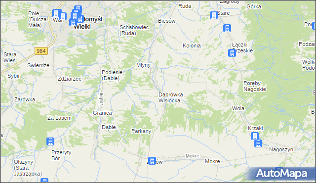 mapa Dąbrówka Wisłocka, Dąbrówka Wisłocka na mapie Targeo