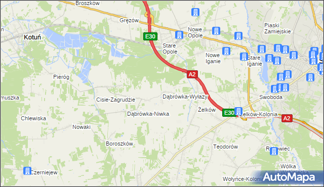 mapa Dąbrówka-Wyłazy, Dąbrówka-Wyłazy na mapie Targeo