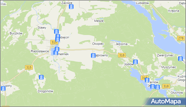 mapa Dąbrowno gmina Nowa Sól, Dąbrowno gmina Nowa Sól na mapie Targeo