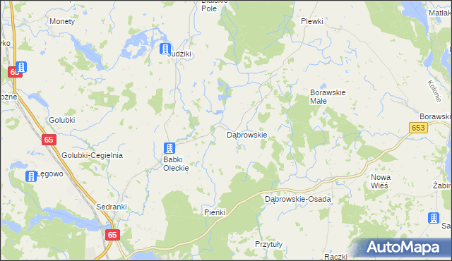 mapa Dąbrowskie gmina Olecko, Dąbrowskie gmina Olecko na mapie Targeo