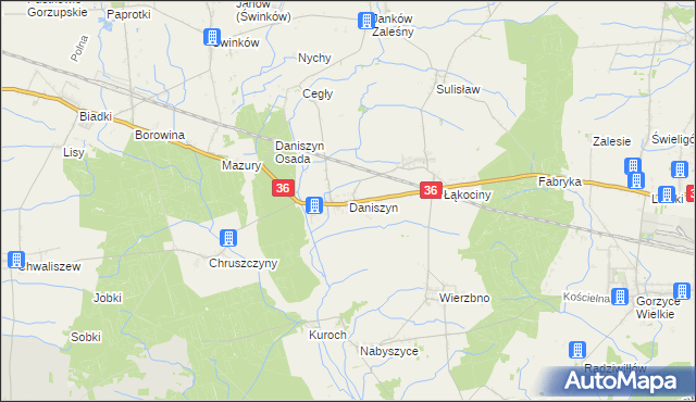 mapa Daniszyn, Daniszyn na mapie Targeo