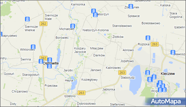 mapa Danków gmina Kleczew, Danków gmina Kleczew na mapie Targeo