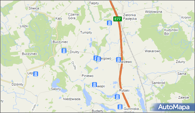 mapa Dargowo, Dargowo na mapie Targeo