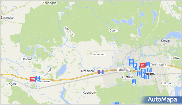 mapa Darskowo gmina Złocieniec, Darskowo gmina Złocieniec na mapie Targeo