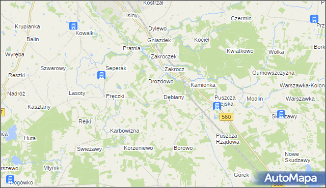 mapa Dębiany gmina Rypin, Dębiany gmina Rypin na mapie Targeo