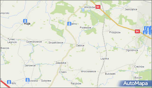 mapa Dębice gmina Malczyce, Dębice gmina Malczyce na mapie Targeo