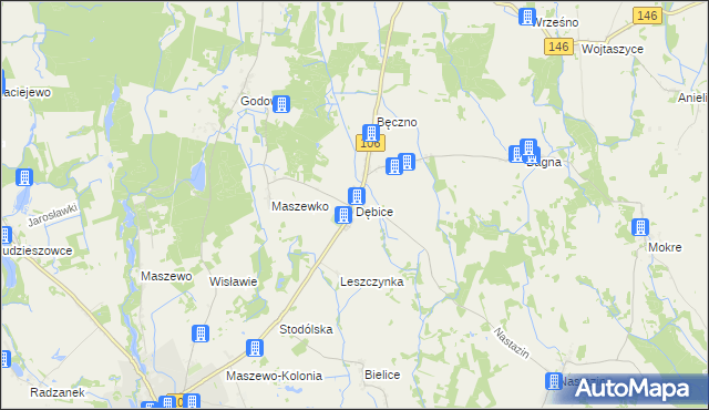 mapa Dębice gmina Maszewo, Dębice gmina Maszewo na mapie Targeo
