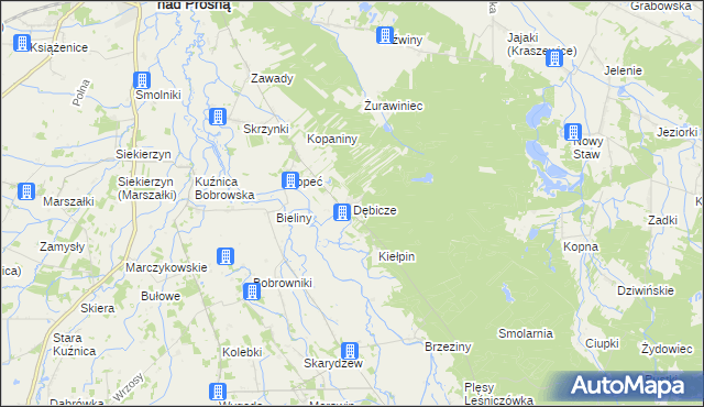 mapa Dębicze, Dębicze na mapie Targeo